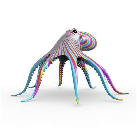 Colorful Octopus On White Background By Artpartner Images