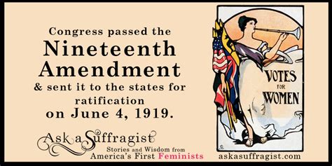 the 19th amendment was passed by congress and sent to the states for ratification on june 4