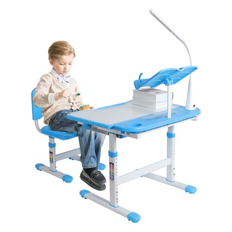 Not available for pickup and same day delivery. LYUMO Kids Desk and Chair Set Children's Adjustable Height Study Table Chair Leaning Desk with ...