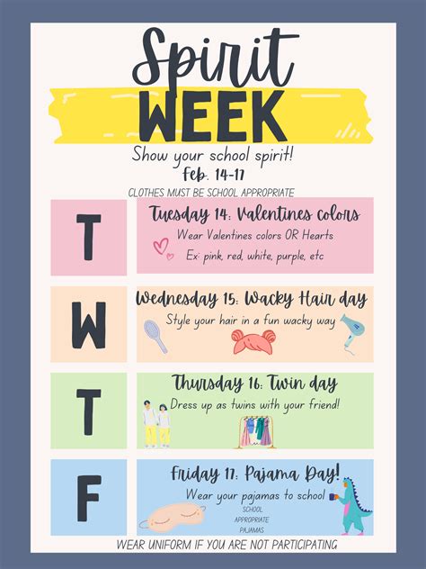 Spirit Week Poster Ideas