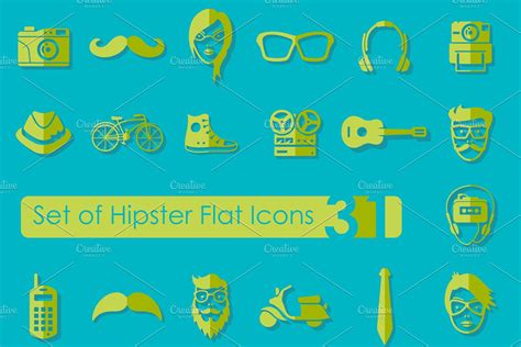 Set of hipster icons #hipster#Set#Icons#icons | Hipster icons, Social media games, Icon