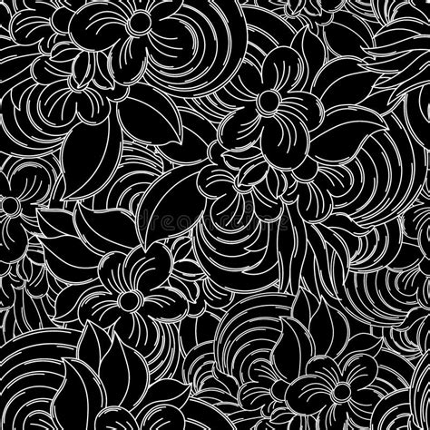 Black And White Plants Seamless Background Stock Illustration