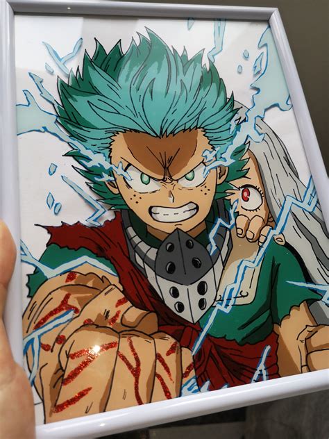 Deku Y Eri Anime Glass Painting In 2021 Glass Painting Anime Canvas