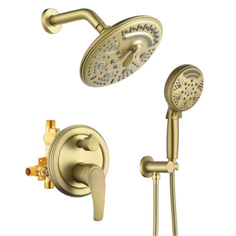 Flg Wall Mount Single Handle 9 Spray Round Brass Shower Faucet With 8