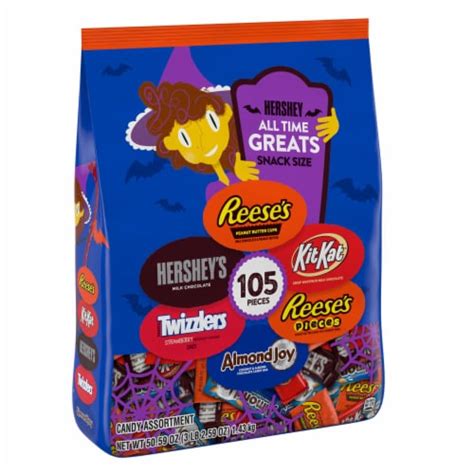 Hershey Assorted Chocolate Peanut Butter Fruit Flavored Snack Size Candy Halloween 105 Pieces