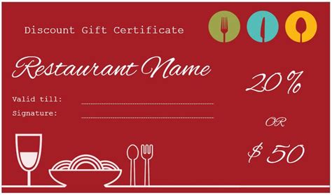 Restaurant gift certificate template