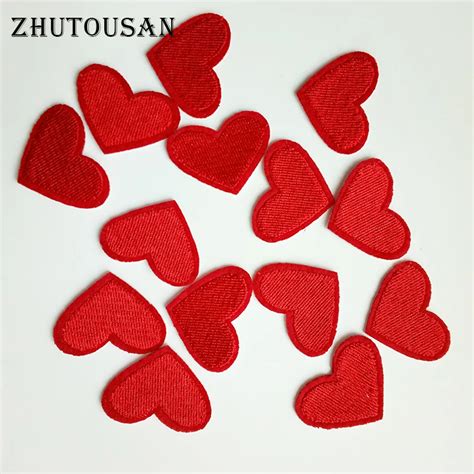 zhutousan red heart shape patches for clothing cute iron on appliques sew on t shirt clothes