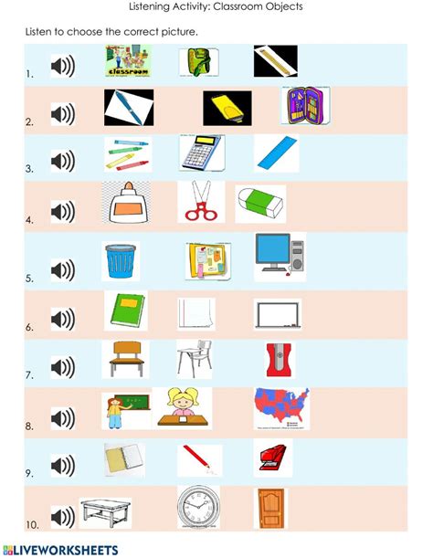 Classroom Objects Interactive And Downloadable Worksheet You Can Do