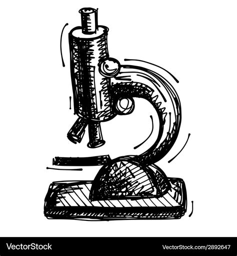 Black Sketch Drawing Of Microscope Royalty Free Vector Image