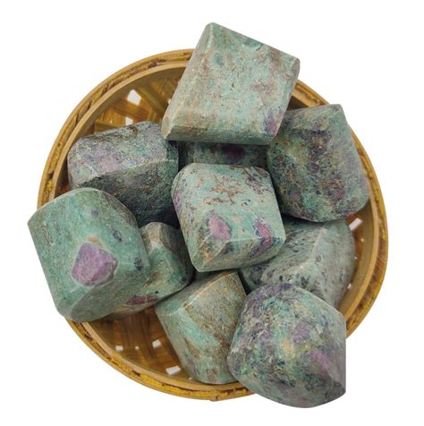 Ruby Zoisite Tumbled Stone 200 Grams In Basket Reiki Healing Crystals