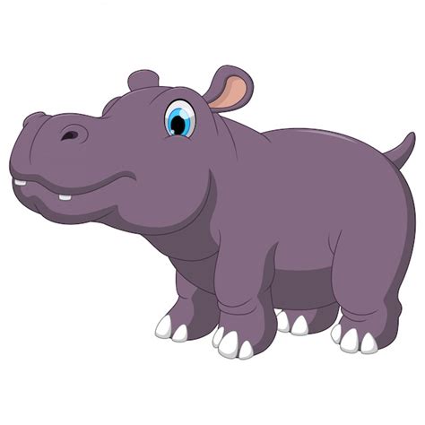 Premium Vector Cute Cartoon A Fat Hippo With Blue Eyes