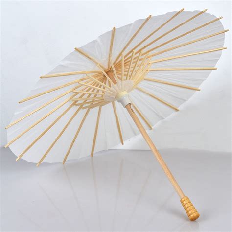6084cm Handmade Diy Pure White Paper Umbrella Bamboo Decorative