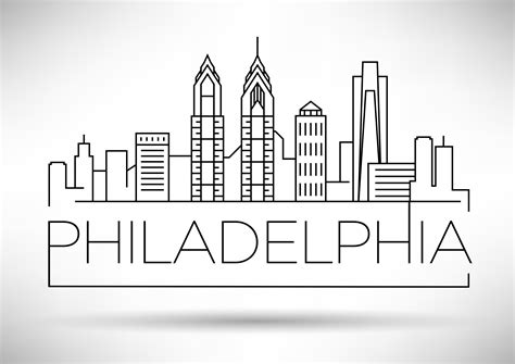 40 Usa Cities Linear Skyline Philadelphia Skyline City Sketch City