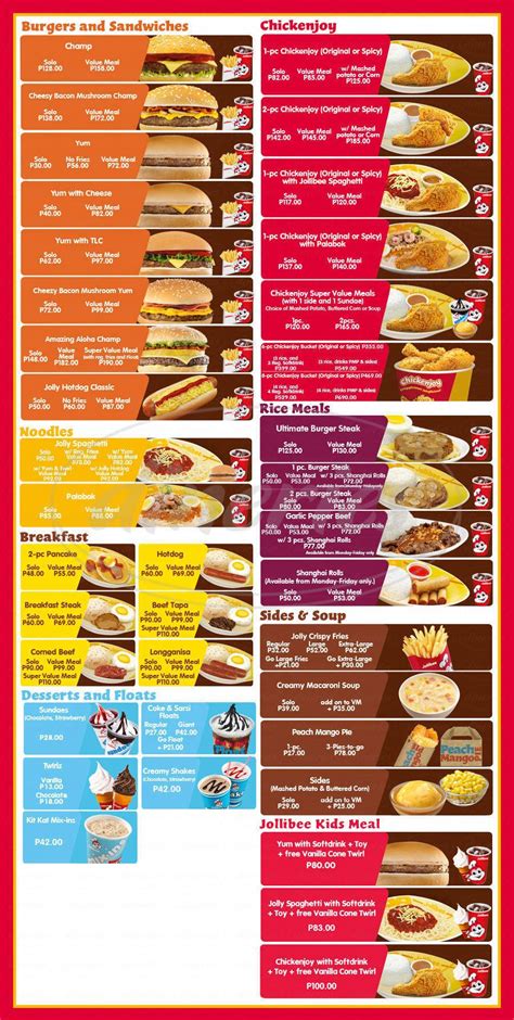 We've updated the menu according to your selected delivery arrival time. menu for Jollibee | Jollibee, Food delivery menu, Food menu