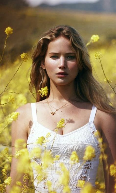 Jennifer Lawrence Celebrity Yellow Flowers Outdoor 480x800