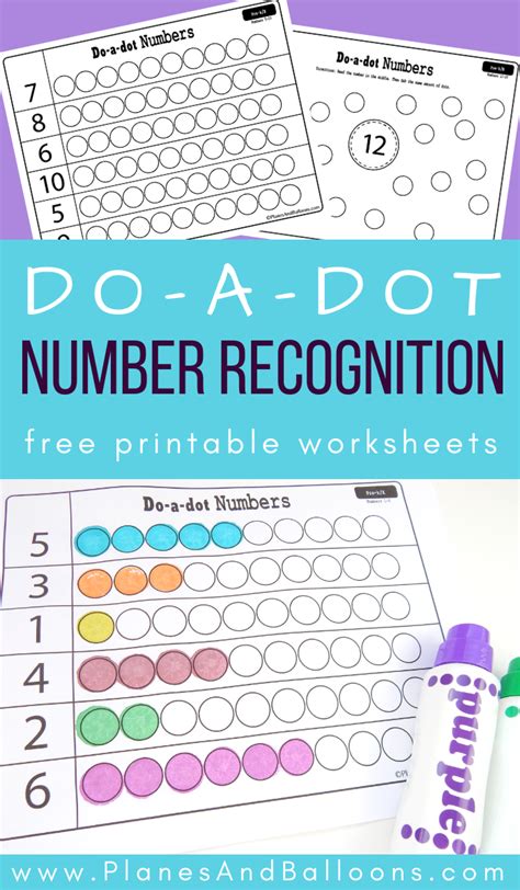 Number Recognition 1 20 With Dot Markers Planes And Balloons Math