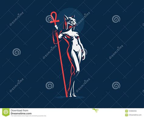 Egyptian Goddess Bastet Vector Illustration Stock Vector