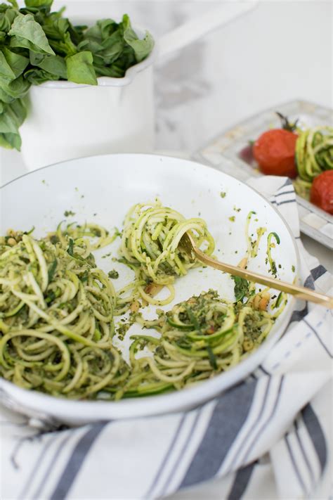 Simple Pesto And Zucchini Noodles Monika Hibbs