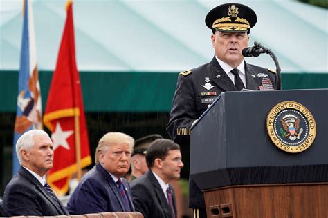 The words spoken by america's top military officer carried a familiar ring, but in the midst of a chaotic week at the pentagon, they were particularly. Trump watches as Gen. Mark Milley becomes chairman of ...