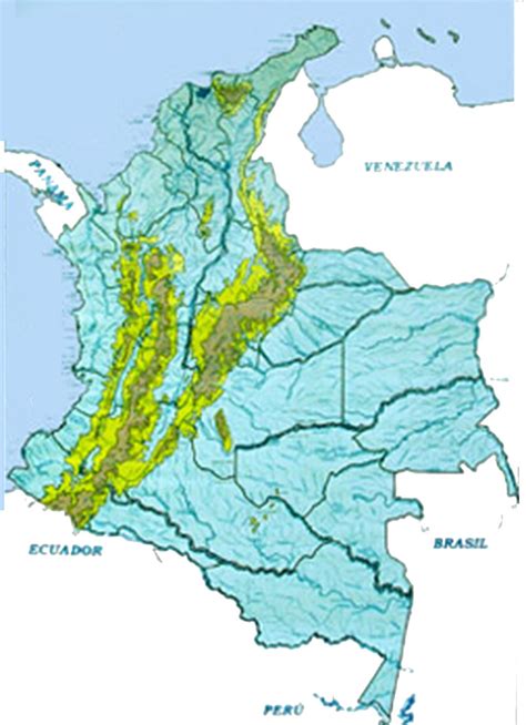 Mapa De Colombia Con Sus Tres Cordilleras
