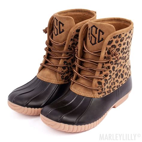monogrammed leopard print duck boots in 2020 | Duck boots, Boots