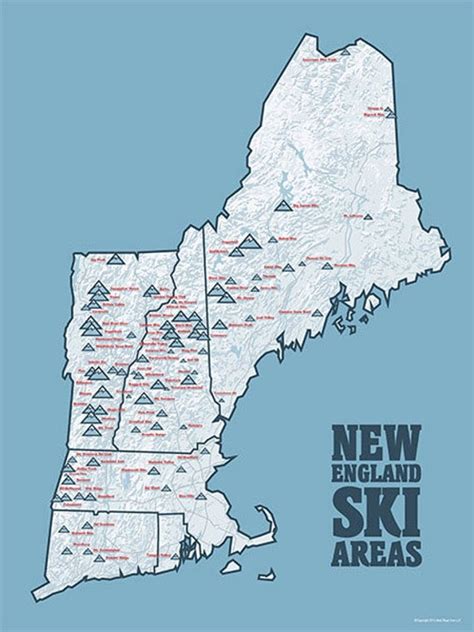 New England Ski Resorts Map Poster By Bestmapsever On Etsy