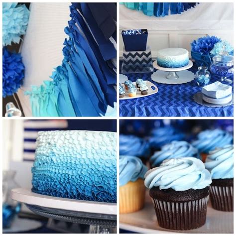 Choose from hundreds of plain and themed birthday party decorations including banners, bunting, paper decorations, pom poms, scene setters and more. Blue Ombre Birthday Party | houseofroseblog.com/blue-ombre ...