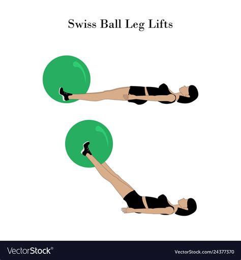 Swiss Ball Leg Lifts Exercise Workout Royalty Free Vector