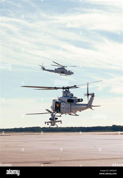 Two Us Marine Corps Ah 1z Vipers And One Uh 1y Venom Helicopters