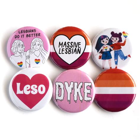 lesbian pride badge set 6 x 1 25 inch pinback buttons etsy