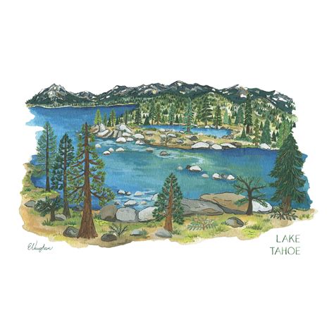 Lake Tahoe Art Print — Erin Vaughan Illustration Landscape Sketch