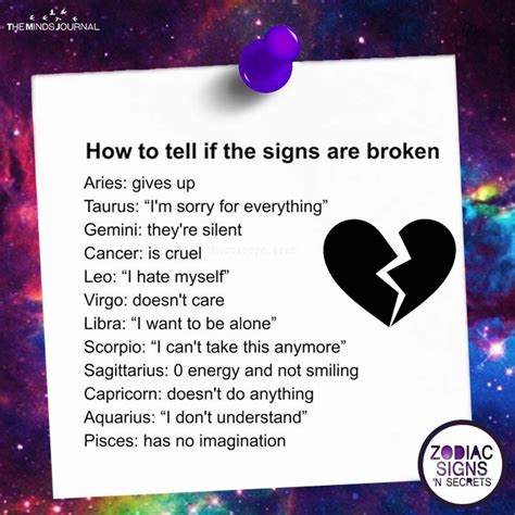 Each of the zodiac signs is connected to different personality traits. How To Tell If The Signs Are Broken | Zodiac signs ...