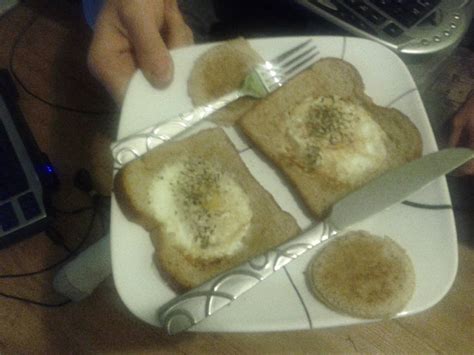My First Attempt At Making Eggs In A Basket V For Vendetta Style Recipe Linked In Comments Food