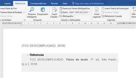 Referências Automáticas No Word Nbr 60232002 Tcc Descomplicado