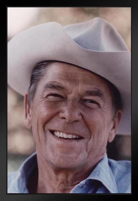 Ronald Reagan Cowboy Hat Photo White Wood Framed Poster 14x20