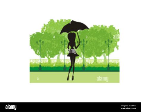 Beautiful Woman With Umbrella Stock Vector Image And Art Alamy