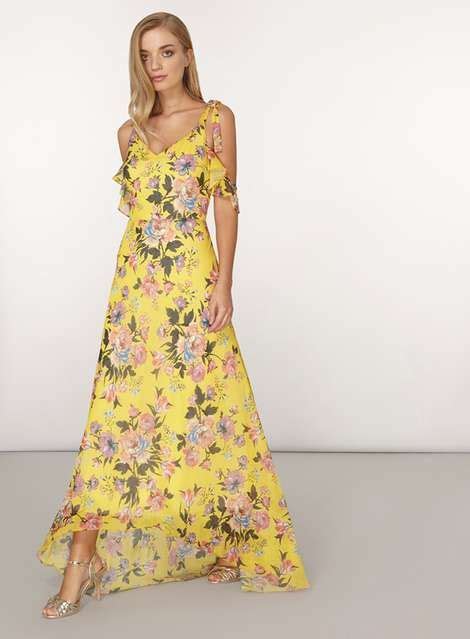 Yellow Floral Cold Shoulder Maxi Dress Dorothy Perkins United States Maxi Dress Cold