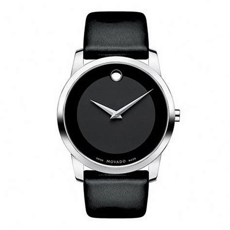 Mens Movado Museum Classic Strap Watch With Black Dial 0606502