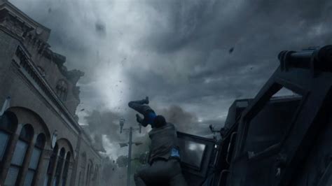 He drives a reinforced there's a lot of language in into the storm, but people are in life or death situations; Into the Storm - TV Spot 2 HD - YouTube