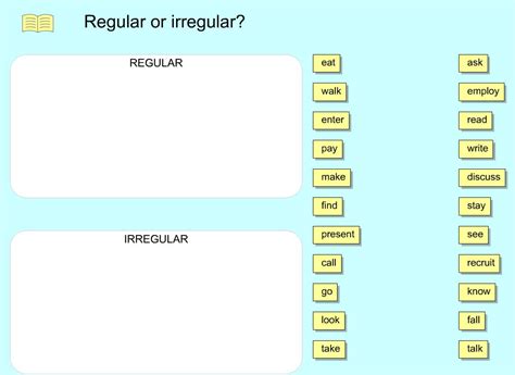 Regular Or Irregular English Grammar Lessons Didactalia Material