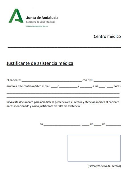 Justificante Médico Andalucía Descargar Plantillas Pdf Y Word