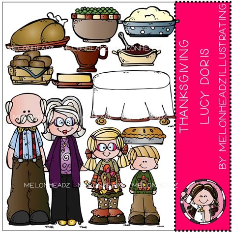 Thanksgiving Dinner Clip Art Lucy Doris Combo Pack Melonheadz