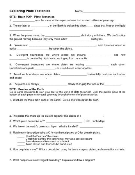 Plate tectonics exercise answers plate tectonics exercise answers menu. Exploring Plate Tectonics Worksheet | Lesson Planet | 6th grade science | Pinterest | Lesson ...