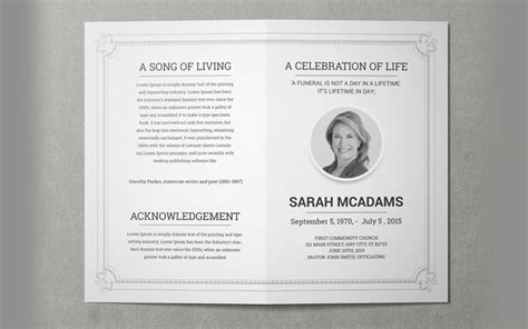 Simple Bi Fold Funeral Program Template Funeral Program Template