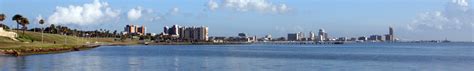 A night skyline of downtown corpus christi taken by the bay. La Chapala | tacotopia