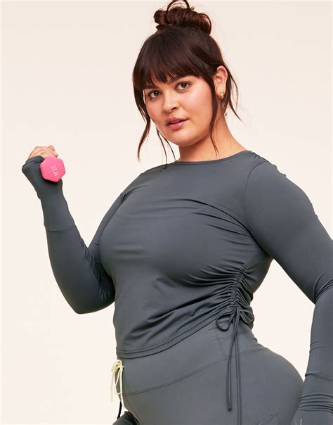 Layne Longsleeve Dark Gray Plus Long sleeve active shirt, XL-4X | Adore Me