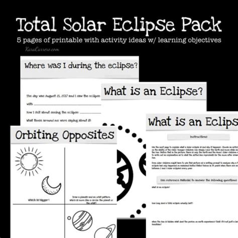 Solar Eclipse Printable Pack For Kids