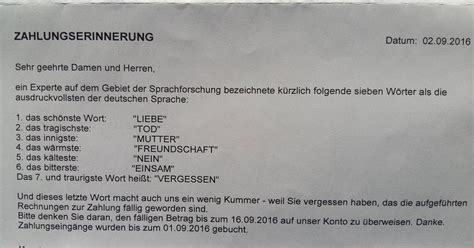 Zahlungserinnerung Schreiben Lustig
