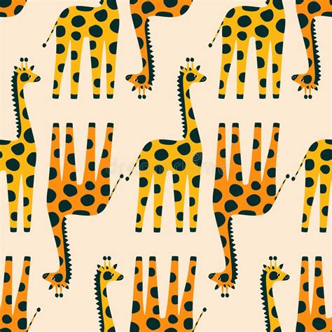 Funny African Giraffes Hand Drawn Vector Illustration Cute Colorful