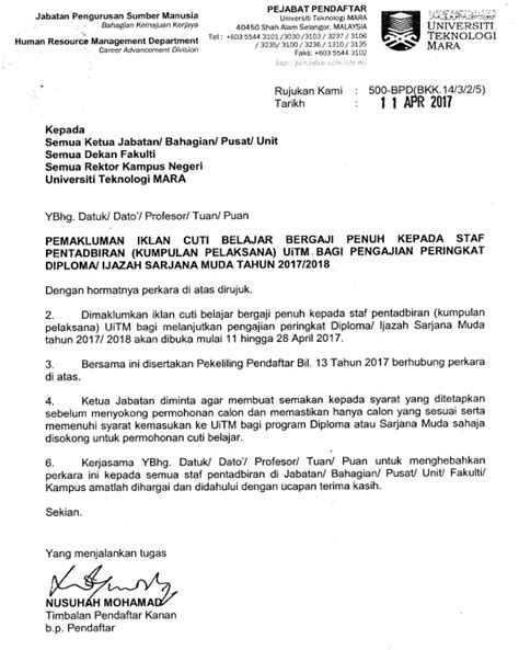 Tahniah anda sudah menjumpai lubuk pakage bercuti harga tidak masuk akal!kami menawarkan pakej. Pemakluman Iklan Cuti Belajar Bergaji Penuh kepada staf ...